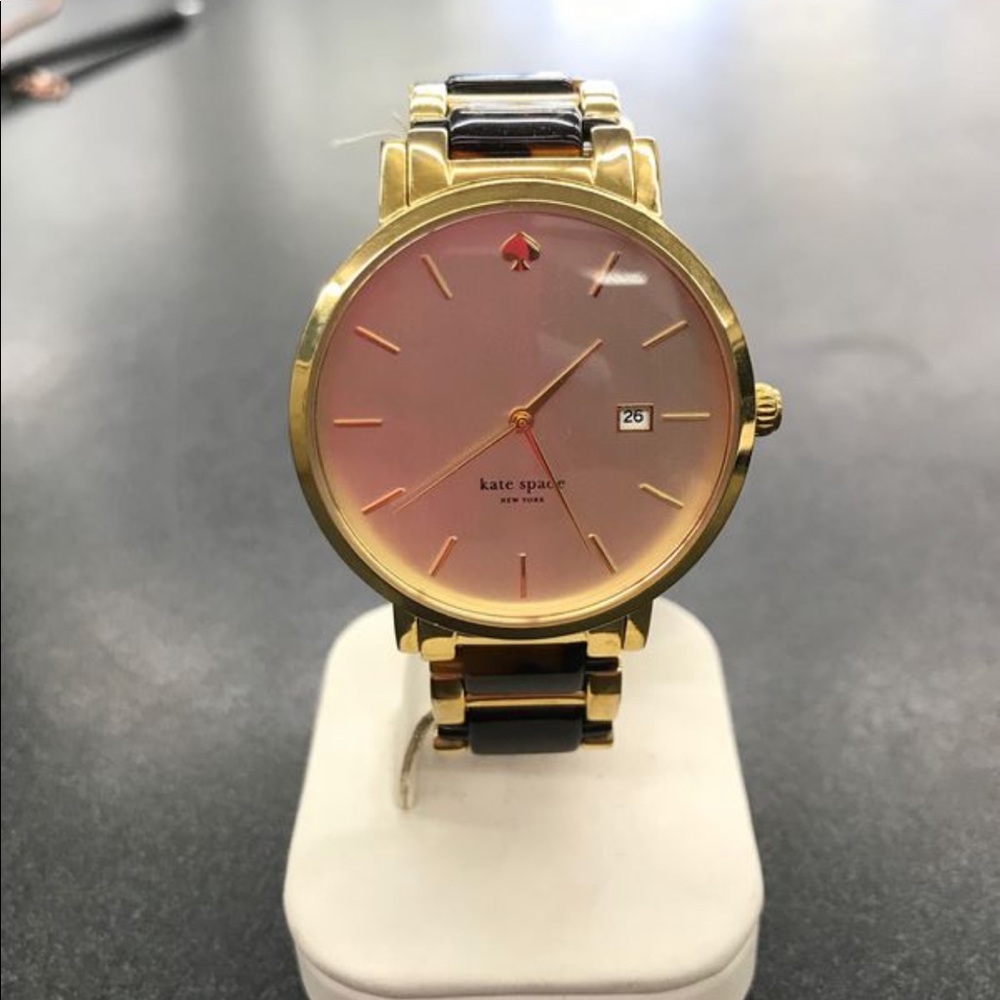 Katespade gold and leopard design watch